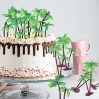 Festliga leveranser 5st/Lot Coconut Tree Cake Topper Decorating Tools Wedding Palm Cupcake For Baby Shower Kids Birthday Party