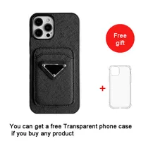 Fashion lederen ontwerper telefoonhoesjes voor iPhone 14 13 Pro Max 12 Mini 11 X XR XS XSMax Card Wallet Back Shell Geef transparant iPhone -hoesje als cadeau gratis