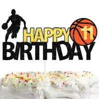Other Festive Party Supplies L Black Glitter Happy Birthday 11 Cake Topper Basketball Player Scene Eleven Years Old Theme D Bdegarden Amecb