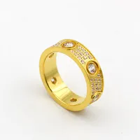 Top 316l Titanium Steel Love Rings Band Rings Tamanho para mulheres e homens com largura de 6 mm com tr￪s linhas J￳ias de diamante220U