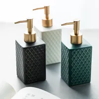 Creative Grid Pattern Ceramic Soap Dispenser Shower Gel Shampoo Bottle Travel Portable Badrumstillbeh￶r Likesbeh￥llare 20220908 D3