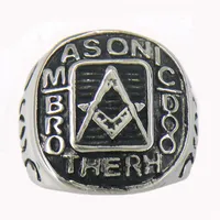Fanstreeel in acciaio inossidabile maschile o wemens gioielli masonario masonary mason fraterhood square e righello monaic reggono 11w15301W