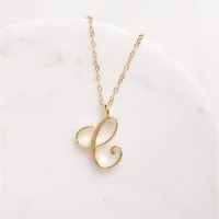 10pcs Los Gold Silber Buchstaben C Anhängigkeit C Erstes Kursiv Halskette Mode -Schlüsselblatt Schmuck für Gunst Gift241U