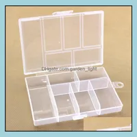 Cajas de almacenamiento contenedores vacío 6 compartimento Caja de almacenamiento transparente para joyas Contenedores de arte de uñas Organizador SN1293 Drop SOIF DHFD7