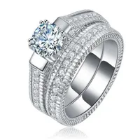 Snabb Sona syntetiska diamantförlovningsring Semi Mount 18K White Gold Wedding Diamond Ring Double Layer Combination 214y