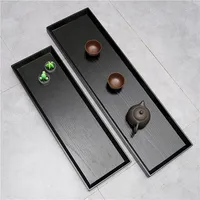 Bandeja de madera de almacenamiento de cocina estilo japonés creatividad negra rectángulo de 66 cm juego de té de café plato de pastel de comida suministros para el hogar