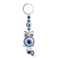 Anéis -chave L Blue Mal Ey Eye Owlchain Ring Wall Wall Ornament Orname