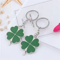 Keychains Green Four-Leaf Clover Fortune Keychain Charms Creative Key Ring Gift For Friend Lover Bag Ornaments Car Holder Accessories