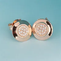 전체 18K 로즈 골드 스터드 이어링 세트 Pandora 925 Silver CZ Diamond Earring for Women Fashion Accessories157d