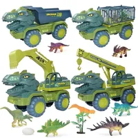 Diecast Model car Children Dinosaur Transport Car Toy Oversized Inertial car Truck Toy Pull Back Vehicle with Dinosaur Gift for Kids Boy 220908
