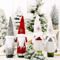 Décorations de Noël Forest Faceless Old Man Doll with Snow Hat Bottle Set Christmas Decoration Bag Sac Gift