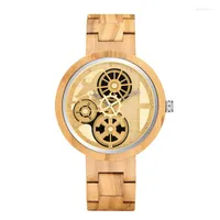 Armbanduhr Antique Style Wanduhr Holz Zahnrad Dekorative Horloge Persönlichkeit Römisch Wohnzimmer Uhr Stummschaltung kreative Uhren