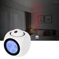 Table Lamps Night Light With Projector Digital Alarm Clock Lamp Voice Temperature Time Projection On Wall Ceiling For Home Decoration