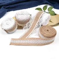 Faux Floral Greenery 2M handmade lace linen roll elegant white brown lace ribbon DIY crafts gift box packaging box bound decorative ribbon J220906