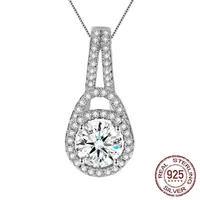 925 Sterling Silver smycken halsband för kvinnor låser design Sapphire Gemtone Pendant Necklace Classic Wedding Presents XDZ014230P