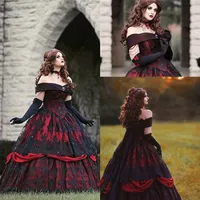 Готическая красавица Belle Red Black Lace Wedding Plays Винтажные шнурки с корсетом без рукавов.