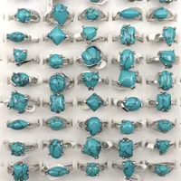 Gemengde grootte natuurlijke turquoise ringen voor vrouwenfabriek 50 stks hele240s