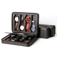 2 4 8 Grilles PU Le cuir Travel Watch Rangement Case de rangement à fermeture éclair, Organisateur de la boîte à bracelet à glissière peut empêcher la montre de gratter2477