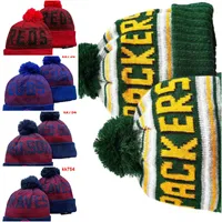 Green Bay Beanie Kuzey Amerika Futbol Takımı Yan Yama Kış Yün Spor Örgü Şapkas Kapları A0