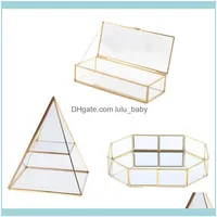Packaging JewelryTrinket Storage Case Shinnie Women Jewelry Dispaly Stand Pyramid Clear Box Glass Gioielli Display Vanity Vanity VASITY 219Y