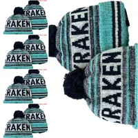 Kraken Beanie North American Hockey Ball Team Side Patch Winter Wool Sport Gebreide hoed Skull Caps