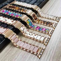 Watch Bands Luxury Resin Steel Bracelet for Apple Band Series 7 SE 6 5 4 3 Strap for i 41mm 45mm 40mm 44mm 38mm 42mm Metal Belt T220908