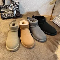 Classic Warm Boots Dames Mini Half Snow Boot USA GS 585401 Winter Full Fur Fluffy Fruty Furry Satin Enkle Boots Booties Slippers US4-12 Hot Selling