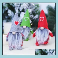 Christmas Decorations Merry Christmas Heart Hat Swedish Santa Gnome Plush Doll Ornaments Handmade Elf Toy Home Party Decoration Soif Dh7Wu
