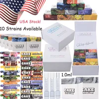 USA Stock Ship Directly Cake Atomizers 1.0ml E Cigarettes Full Glass Vape Cartridges Packaging Carts 510 Thread Empty Starter Kits Wax Vaporizers 10 Strains