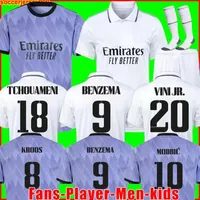 2023 Benzema Finals Soccer Jersey 21 22 23 Camisa de futebol Camavinga Alaba Modric Quarto Camiseta Men Uniformes de Crianças Benzema