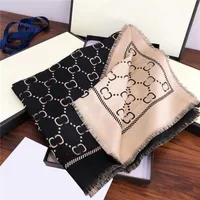 Modaya Mektup Jacquard Uzun Eşarf Çift Yan Renk Eşarpları Tasarımcı Kadın Kaşmir Sarma Büyük Boyut