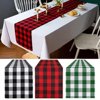 Party bevorzugt 180 30 cm Weihnacht schwarzwei￟ wei￟e Gittertisch L￤ufer Nordic Home Polyester Baumwolle Tischdecke Frohe Dekor zum Abendessen
