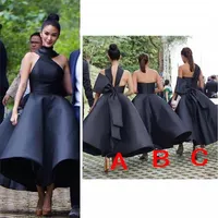 New Design Ball Gown Black Bridesmaid Dresses 2021 Backless Bow Knot Maid of Honor Wedding Guest Dress Custom Made Prom Evening Pa2663