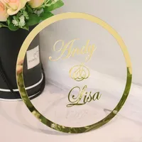 Partyversorgungen benutzerdefinierte runde Hochzeitsname Schild Schreibtisch Acryl Display Frames f￼r Braut Br￤utigam Willkommen G￤ste Worddekor als Gast
