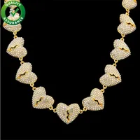 Iced Out Chains Hip Hop Jewelry Netclace Cuban Link Luxury Designer Brand Heart Pandora Style Starms Bling Rapper Chain Hipho221o