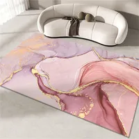 リビングルームのカーペットピンクゴールド油絵洗える装飾床ラウンジラグラグラグラグベッドルームカーペットホームデクターマット