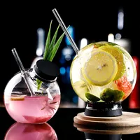 Andere Getränkewaren transparente kreative Kugel -Form -Cocktailglas Home Bar Party wiederverwendbares Trinkstroh Cup Weinsaft Biergetränk Becher 20220908 D3