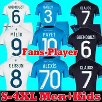 22 23 Marseilles Home Soccer Jerseys Away Gerson под руководством Алексиса Клаусс Клаусс Милик Майлот де Фоп Игрок версии 2022 2023 PAYET GUENDOUZI FOBLOCK Рубашка Men Kids