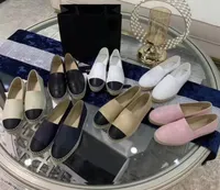 Frau Flats Leinwand Schuhe Leder Luxus Mütze Loafers Zehen Quilt Pure Hand nähen Luxus Top Quilty Espadrilles
