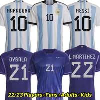 Camiseta Argentina Soccer Jerseys 2022 Maradona L.Martinez Dybala argentina Jersey Kits Player vers￣o J.Alvarez de Paul Lo Celso di Maria Argentine Shirts 22 23 23 23 23
