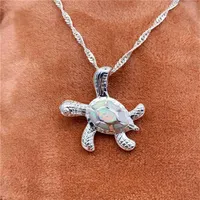 Collares colgantes de tortuga de ópalos 925 Cadena de plata esterlina Diseño de animales unisex Joyería de collar de encanto para mujeres GI259E
