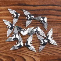 Charms Angel Heart Wings Spacer Charme Perlen Anhänger 200pcs/Lot Antique Sier Legierung handgefertigte Schmuckfunde Komponenten Bdejewelry Dhguf