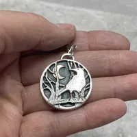Pendant Necklaces Vintage Style Textured Woods Branches Eagle Half Moon Necklace Charm Fashion Men's Women's Gift Jewelry Drop