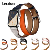 Watch Bands Strap For Apple Band 44mm 42mm 40mm 38mm Genuine Leather Double Tour Bracelet Accessories i 7 6 5 4 3 SE 45mm 41mm T220827