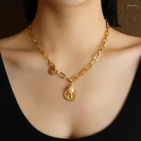Anhänger Halskette Mani e Piedi 18K Gold Farbe Perle Spinnen Halskette für Frauen Edelstahl Designer Schmuck Luxusqualität Ins Koreanisch