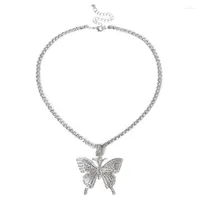 Schoker Statment Big Butterfly Prendant Necklace Rhinestone Chain for Women Bling Tennis Crystal Jewelry 2022