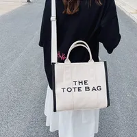 The Tote Bag Cotton Canvas Women Small Cool Practice Dise￱ador Cierre de cierre de cremallera Crossbodos lisos