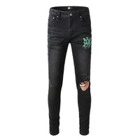 2021 designer maschile jeans in angoscia bicchetta strappata in fit motociclista denim per gli uomini di alta qualit￠ jean mans pantaloni versare hommes #858