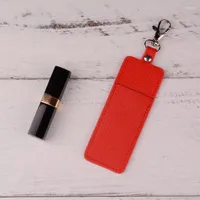 Nyckelringar Fashion Lipstick Bag PU Leather Keychain Key Buckle Accessory Chain Gifts Accessories Lip Lipsticks Keyrings DZ0154