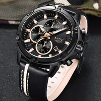 2019lige Men Watches Fashion Chronograph Male Top Brand Luxury Quartz Watch Men Leather Waterproof Sport Watch Relogio Masculino Y275f
